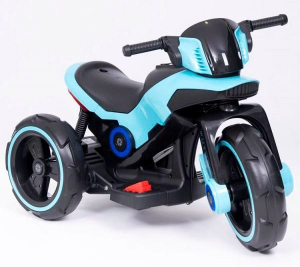 Motocicleta eléctrica pentru copii, doua motoare, acumulator 12V, cu muzica si lumini, bleu [8]