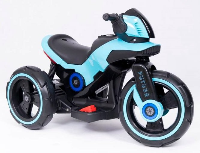 Motocicleta eléctrica pentru copii, doua motoare, acumulator 12V, cu muzica si lumini, bleu [7]