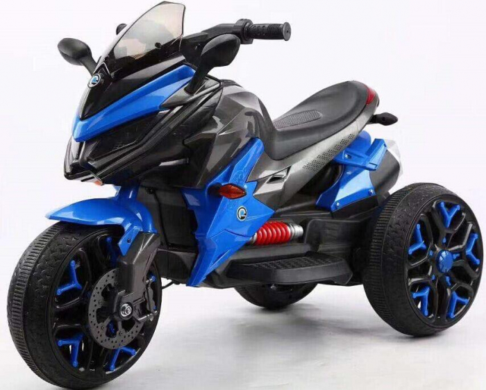 Motocicleta electrica pentru copii, doua motoare, acumulator 12V, cu muzica si lumini, 8008 albastru [2]
