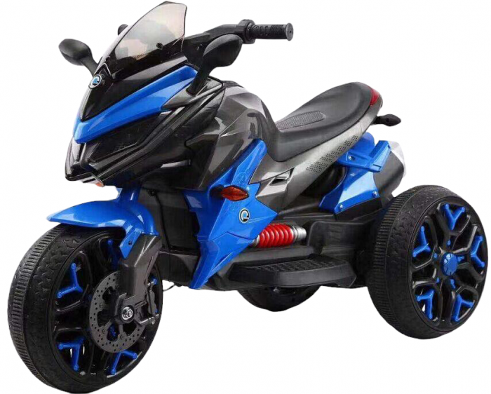 Motocicleta electrica pentru copii, doua motoare, acumulator 12V, cu muzica si lumini, 8008 albastru