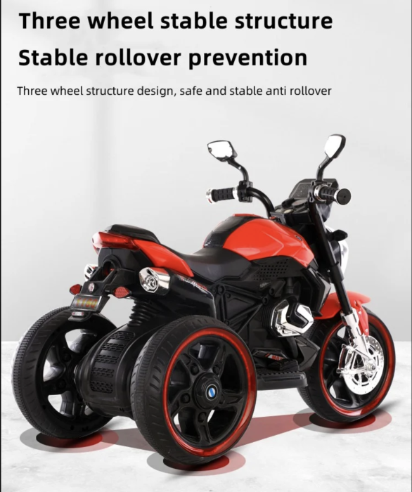 Motocicleta electrica pentru copii PKQ-1160, cu roti mari si lumini, 12V, 2-5 ani, Albastru [8]