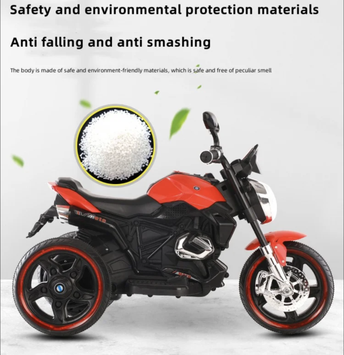 Motocicleta electrica pentru copii PKQ-1160, cu roti mari si lumini, 12V, 2-5 ani, Rosu [5]