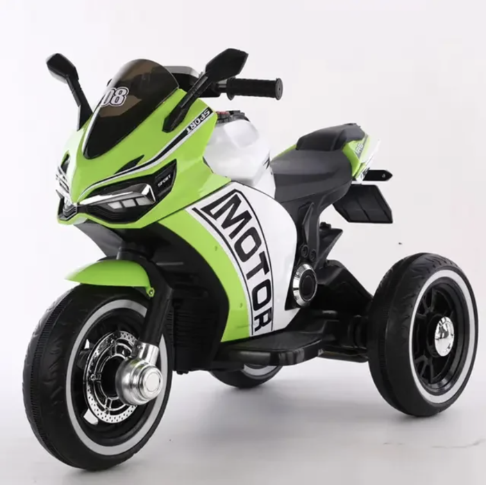 Motocicleta electrica pentru copii HT-6188, sezut piele, acceleratie pe maner, 2-8 ani, Verde [2]