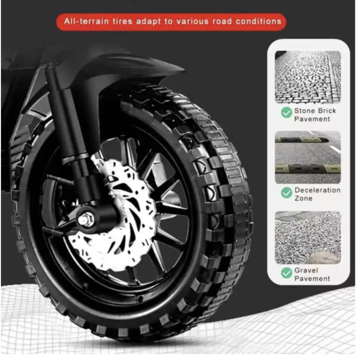 Motocicleta electrica copii Enduro DLS01, 12V, suspensie, MP3, roti ajutatoare, 3-8 ani, albastru [4]