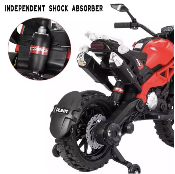 Motocicleta electrica copii Enduro DLS01, 12V, suspensie, MP3, roti ajutatoare, 3-8 ani, albastru [5]