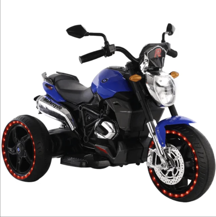 Motocicleta electrica pentru copii PKQ-1160, cu roti mari si lumini, 12V, 2-5 ani, Albastru [3]