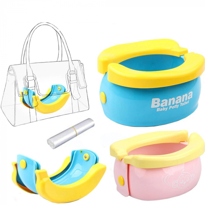 Olita portabila, de calatorie, Banana Travel Potty, roz - Krista® [8]