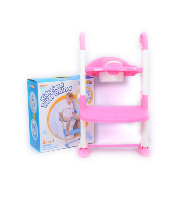 Olita, Reductor toaleta copii si trepte, roz cu alb, reglabil, pliabil [3]