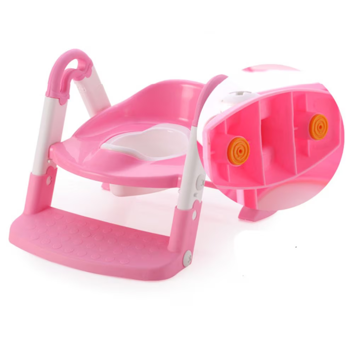 Olita, Reductor toaleta copii si trepte, roz cu alb, reglabil, pliabil [5]