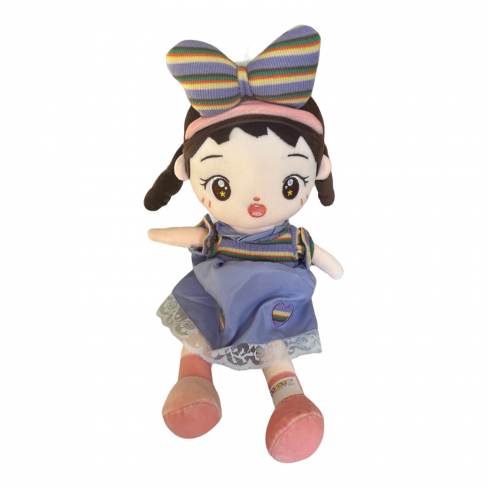 Papusa Ana 45 cm din plus, canta Are mama o fetita, mov [6]