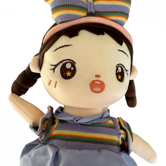 Papusa Ana 45 cm din plus, canta Are mama o fetita, mov [7]