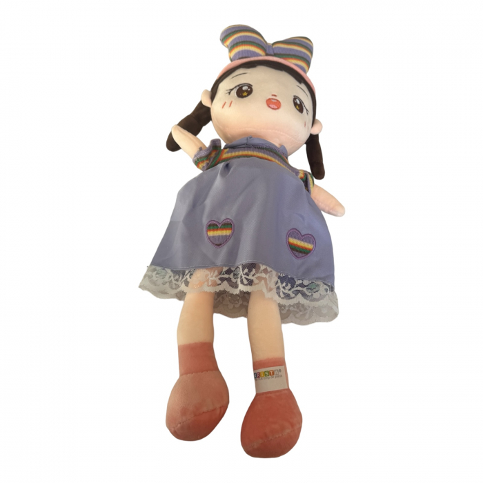 Papusa Ana 45 cm din plus, canta Are mama o fetita, mov [4]