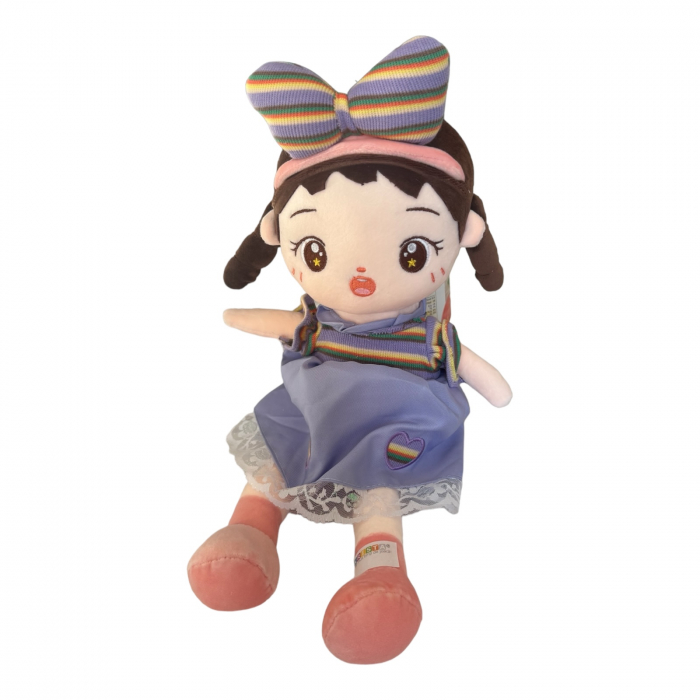 Papusa Ana 45 cm din plus, canta Are mama o fetita, mov [3]