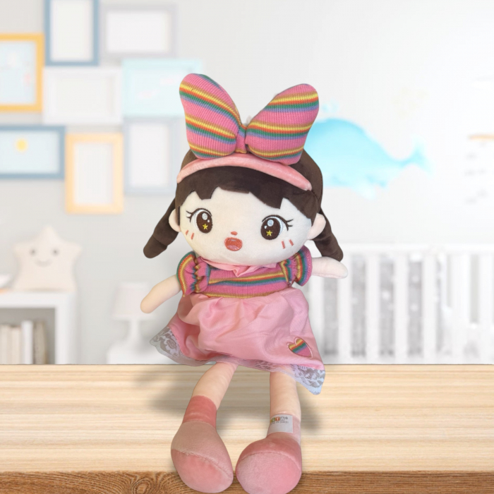 Papusa Ana 45 cm din plus, canta Are mama o fetita, roz [2]