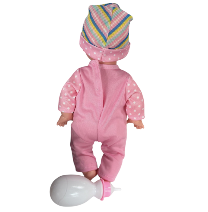 Papusa bebe interactiv, face pipi 30 cm salopeta roz, 11 fraze, biberon, 3 ani+ [4]