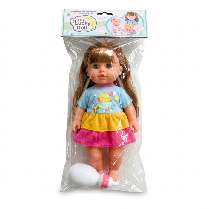 Papusa 33 cm cu par lung aramiu si articulatii mobile, face pipi, material dur, 3+ [5]