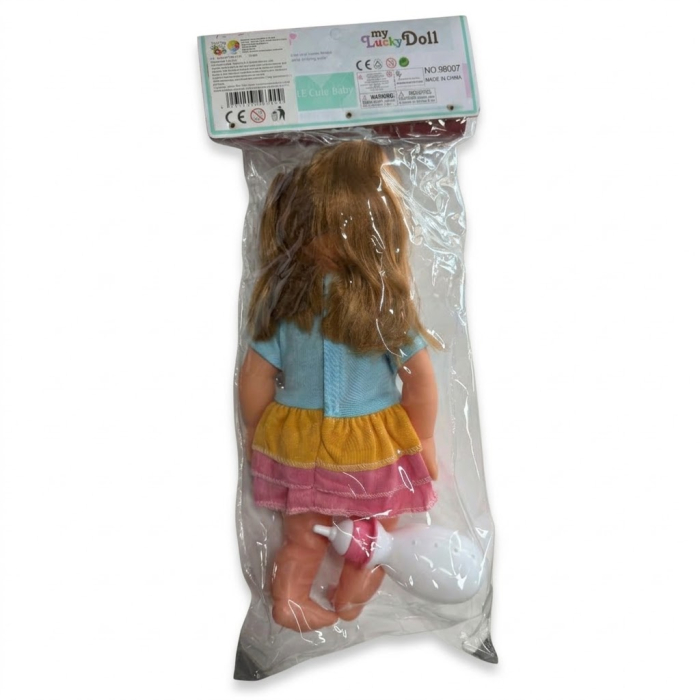 Papusa 33 cm cu par lung aramiu si articulatii mobile, face pipi, material dur, 3+ [4]