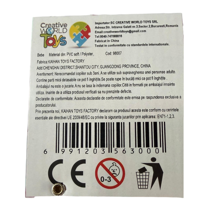 Papusa 33 cm cu par lung blond si articulatii mobile, face pipi, material dur, 3+ [10]