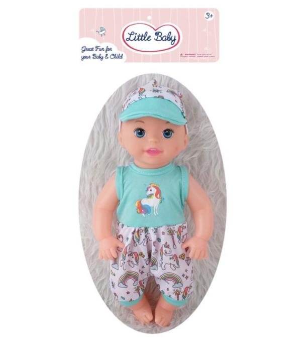 Papusa bebe 30 cm cu costumas verde și sapca, articulații mobile, 3+ [3]