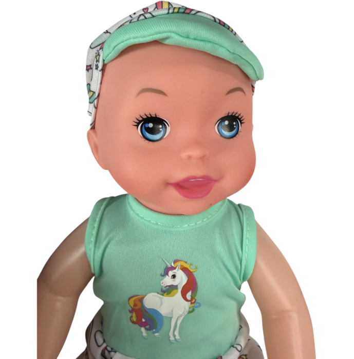 Papusa bebe 30 cm cu costumas verde și sapca, articulații mobile, 3+ [7]