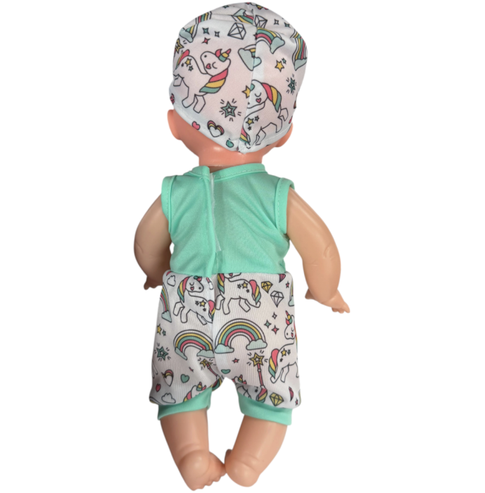 Papusa bebe 30 cm cu costumas verde și sapca, articulații mobile, 3+ [4]