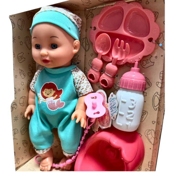 Papusa Bebe cu salopeta, 30 cm, 10 Sunete, Bea Apa Face Pipi Olita, 3 Ani+ [6]