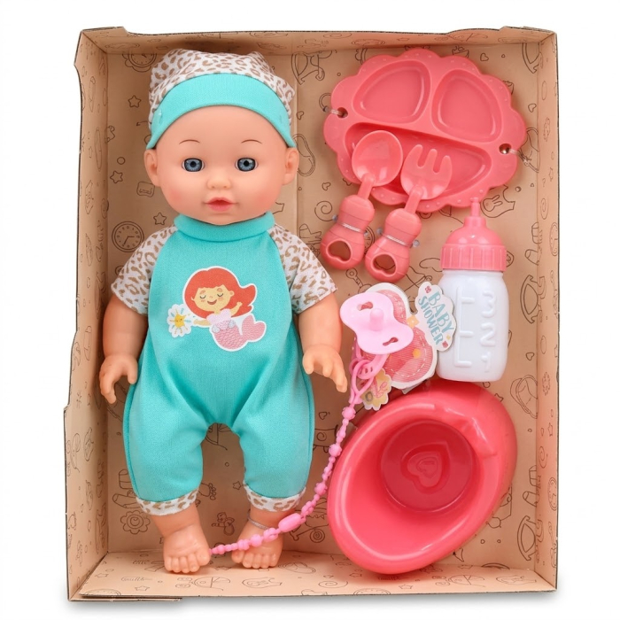 Papusa Bebe cu salopeta, 30 cm, 10 Sunete, Bea Apa Face Pipi Olita, 3 Ani+ [4]