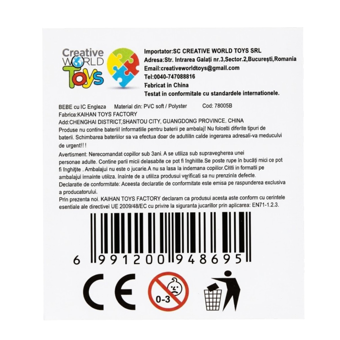 Papusa Bebe cu salopeta, 30 cm, 10 Sunete, Bea Apa Face Pipi Olita, 3 Ani+ [9]