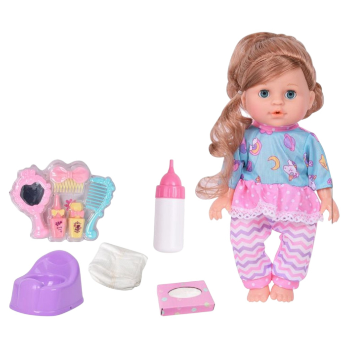 Papusa bebe interactiva Drink & Wet Baby, in limba romana, olita si accesorii, 28 cm, +18 luni [3]