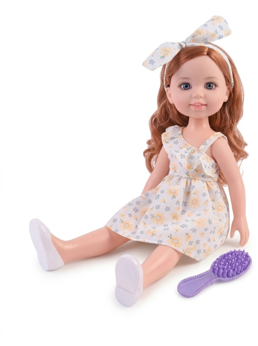 Papusa Jelena 38 cm cu rochie superba alba si perie de par, cutie cadou, 3+ [3]