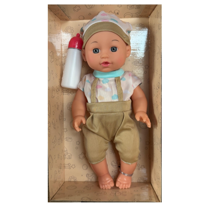Papusa baietel, salopeta crem, 30 cm cu biberon, face pipi, 10 sunete, 3 ani+ [3]