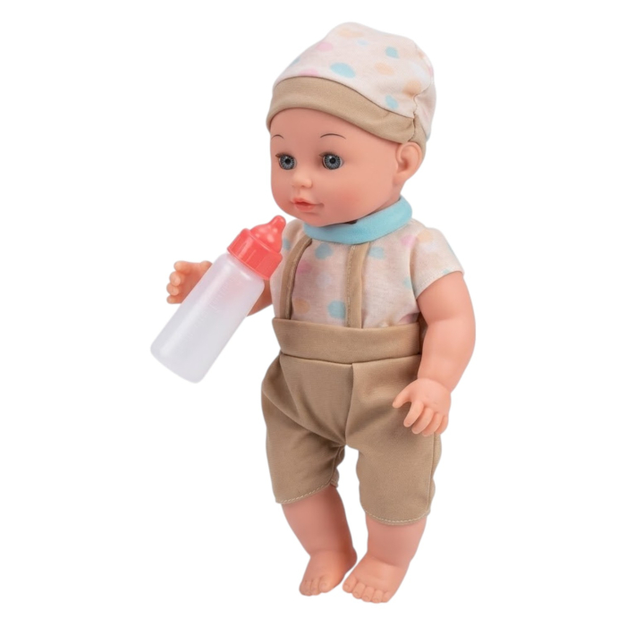 Papusa baietel, salopeta crem, 30 cm cu biberon, face pipi, 10 sunete, 3 ani+ [2]
