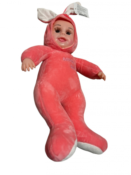 Papusa Bebelus cu urechi de iepuras din plus, 50 cm, spune Inger-Ingerasul meu, roz inchis [3]