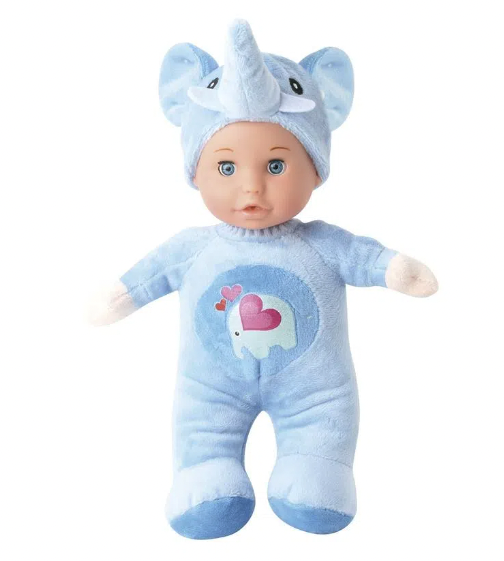 Papusa interactiva Bebe Elefantel in pijamale, cu suzeta, bleu