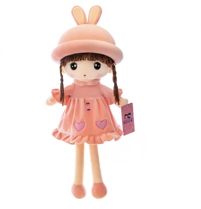 Papusa mare 45 cm Angel din plus, canta Are mama o fetita, roz [3]