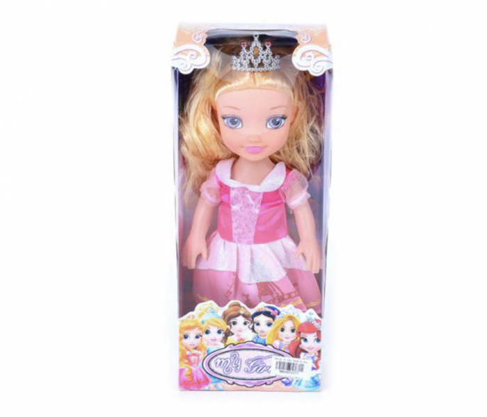 Printesa Rzo Papusa printesa cu coronita, blonda cu rochie roz, Krista