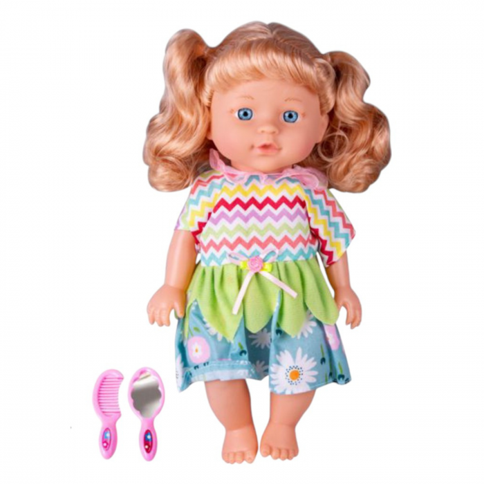 Papusa Little Friend cu parul blond, material moale 30,5 cm