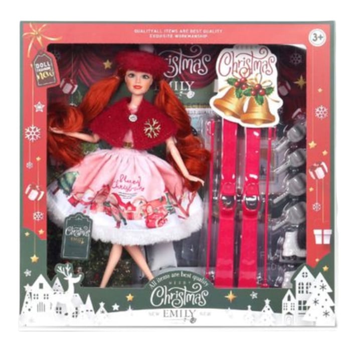 Papusa Zana Zapezii la schi, de Craciun Roz, 30 cm cu Accesorii [2]