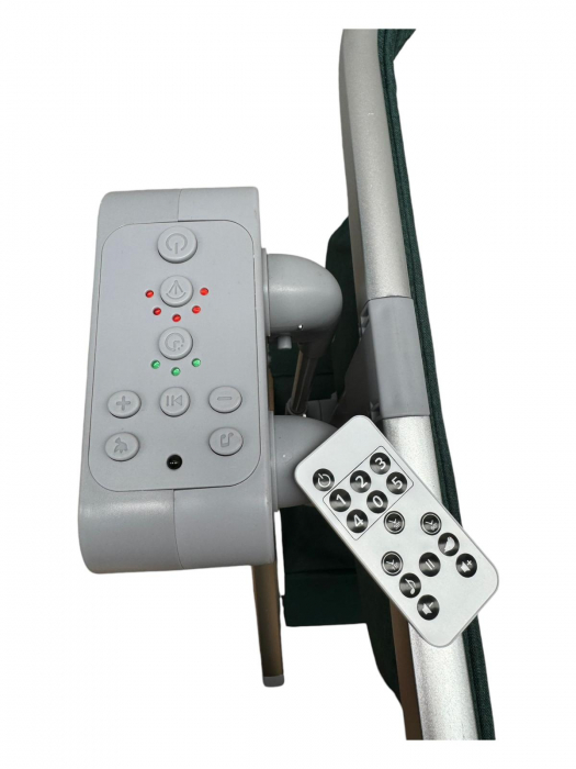 Patut co-sleeper reglabil cu functie de leagan electric, saltea inclusa, cu telecomanda si carusel muzical, A6 gri [12]
