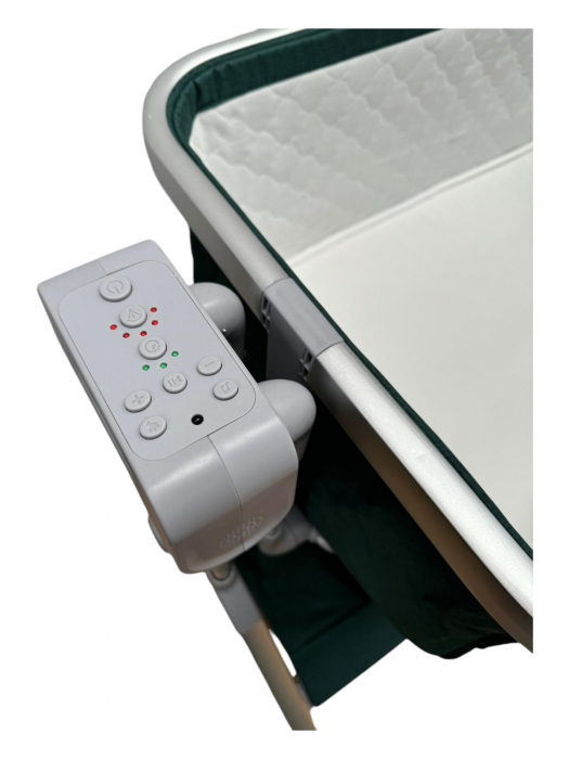 Patut co-sleeper reglabil cu functie de leagan electric, saltea inclusa, cu telecomanda si carusel muzical, A6 gri [8]