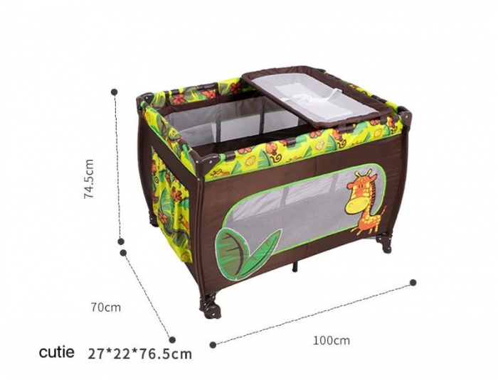 Patut cu masa de infasat, cu doua nivele, saltea si sac colector, P02 maro cu verde [7]