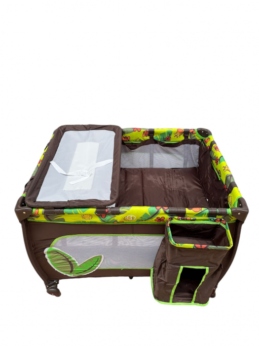 Patut cu masa de infasat, cu doua nivele, saltea si sac colector, P02 maro cu verde [3]