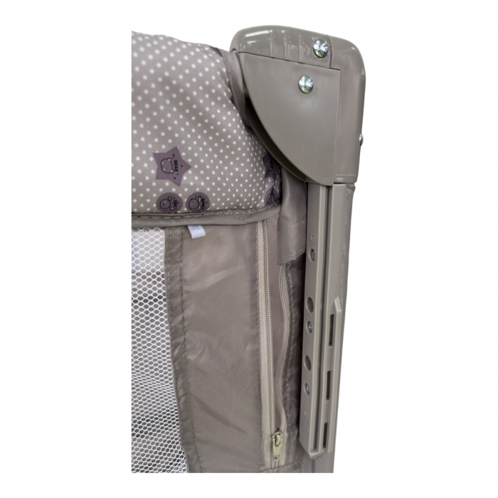 Patut cu saltea de infasat, cu doua nivele, baldachin si carusel P01 gri [6]