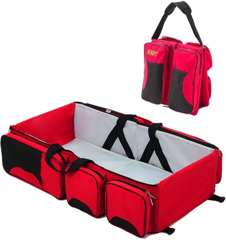 Patut portabil si geanta multifunctionala pentru accesoriile bebelusilor, rosu [1]