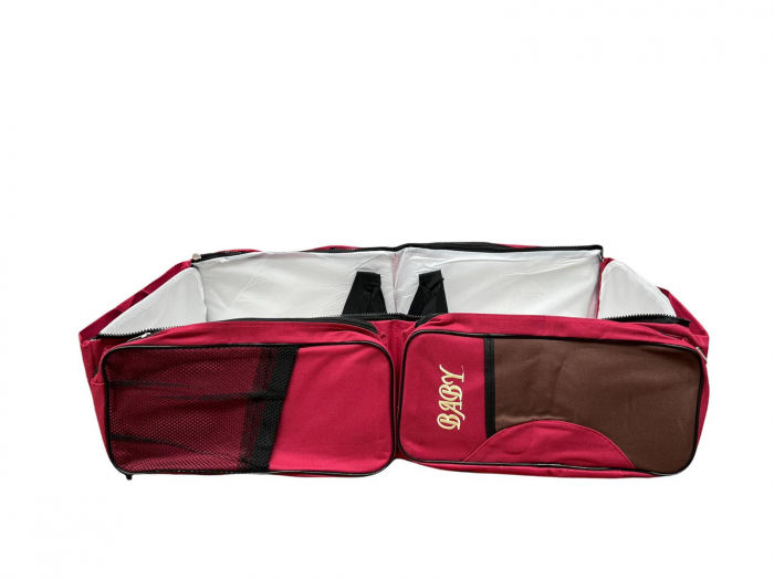 Patut portabil si geanta multifunctionala pentru accesoriile bebelusilor, rosu [4]
