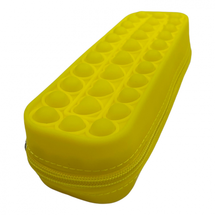 Penar cu fermoar Pop It Inimioare Galben pentru scoala, gradinita, Fidget Toy [4]