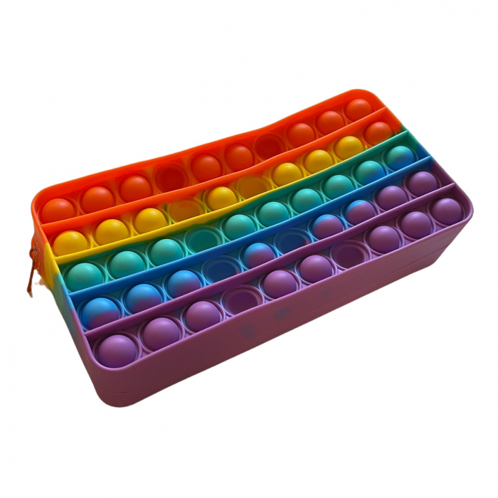 Penar cu fermoar Pop It Rainbow pentru scoala, gradinita, Fidget Toy [4]