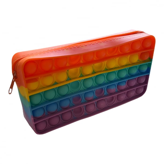 Penar cu fermoar Pop It Rainbow pentru scoala, gradinita, Fidget Toy [5]