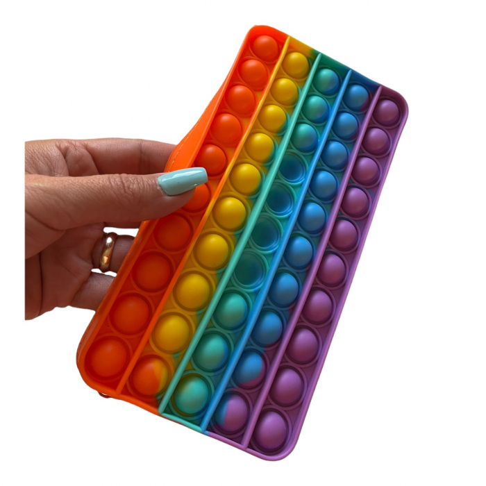 Penar cu fermoar Pop It Rainbow pentru scoala, gradinita, Fidget Toy [7]
