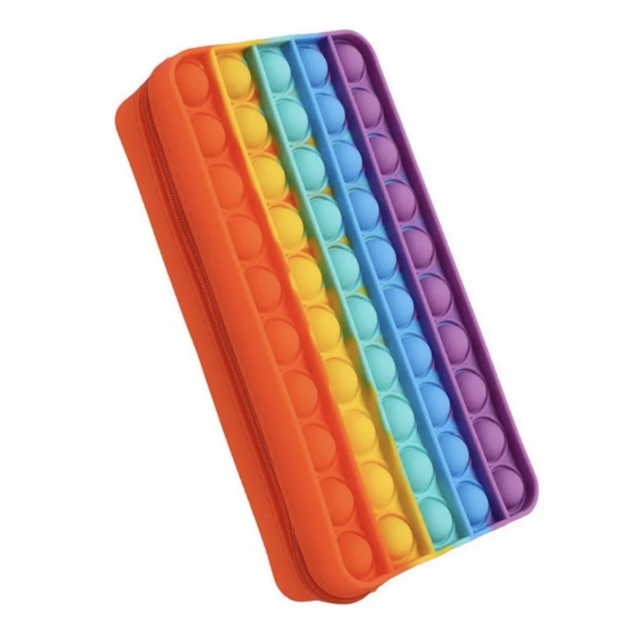 Penar cu fermoar Pop It Rainbow pentru scoala, gradinita, Fidget Toy [3]